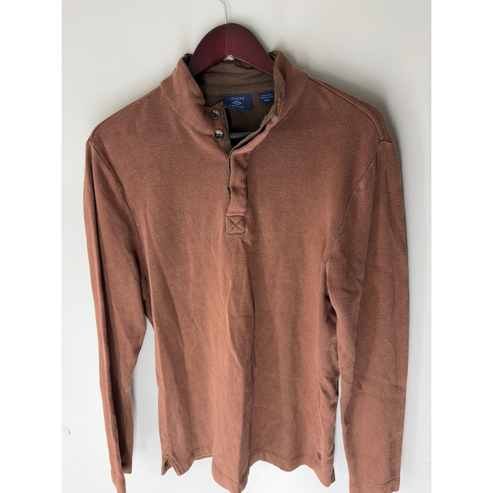 Joseph Abboud Mens Rust Brown Quarter Button Mock Neck Sweater Medium